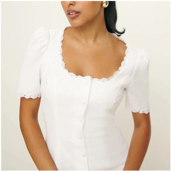 Reformation Anabella Linen Dress — White Size 2 - Picture 4 of 10